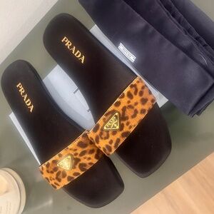 Prada Printed Calf Hair Slippers